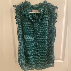 Loft Green floral ruffle tank
